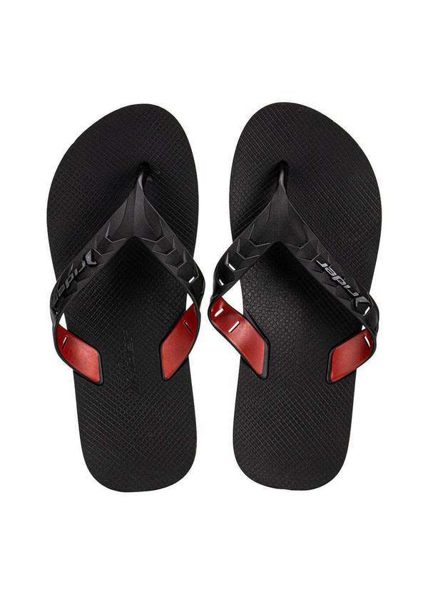 Vista 2 Chinelo Masculino Street Duo Rider - 12430 - Preto/Vermelho