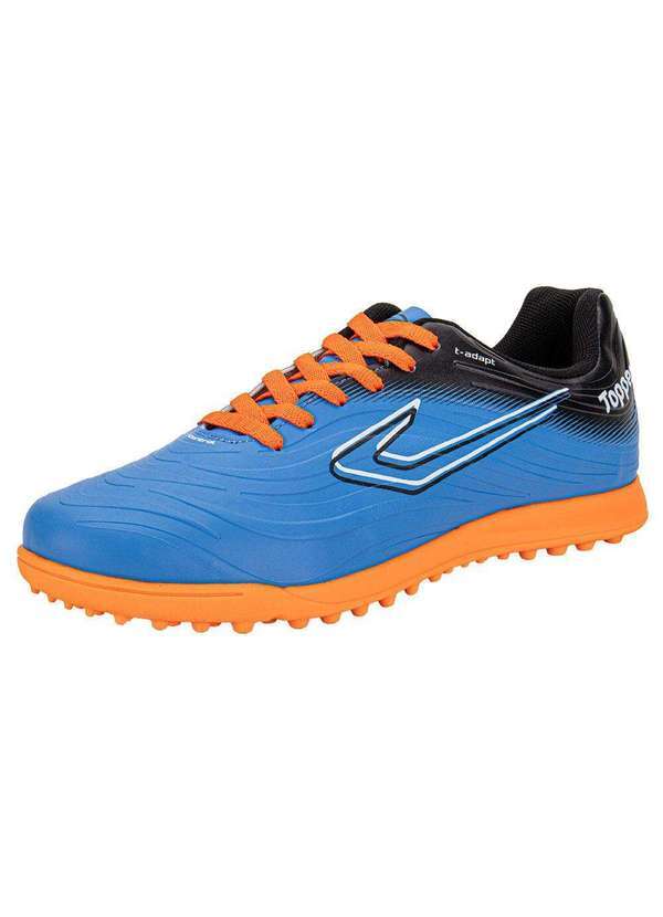 Vista 2 Chuteira Society Forza Iii Topper Tp0468 - Azul/Laranja Topper
