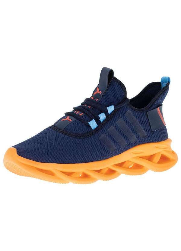 Vista 2 Tênis Masculino Red Fox - 1490 - Azul/Laranja