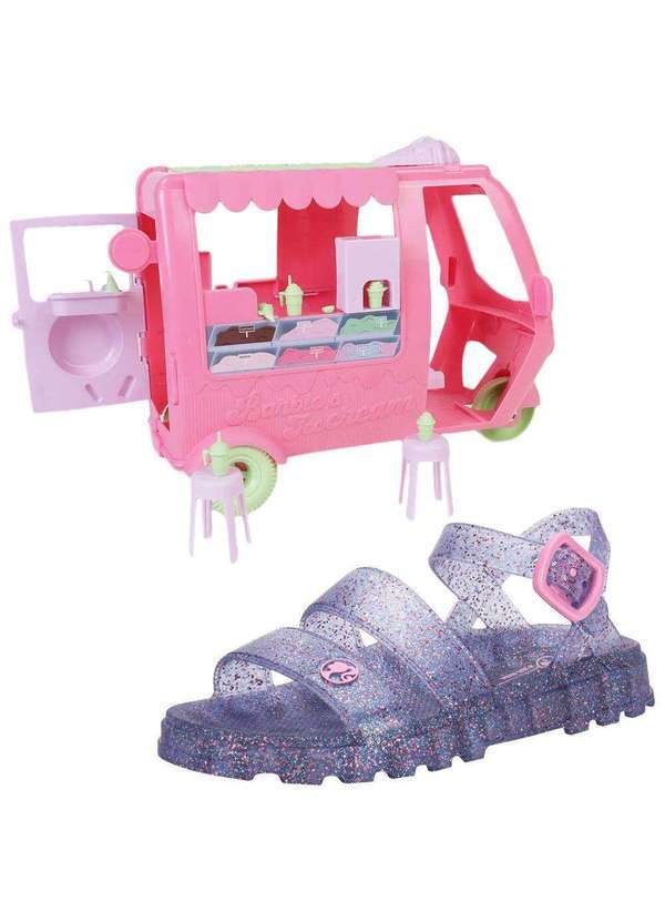 Vista 2 Kit Sandália Infantil Barbie e Sorveteria Grendene Kids 23221 Lilás GRENDENE KIDS