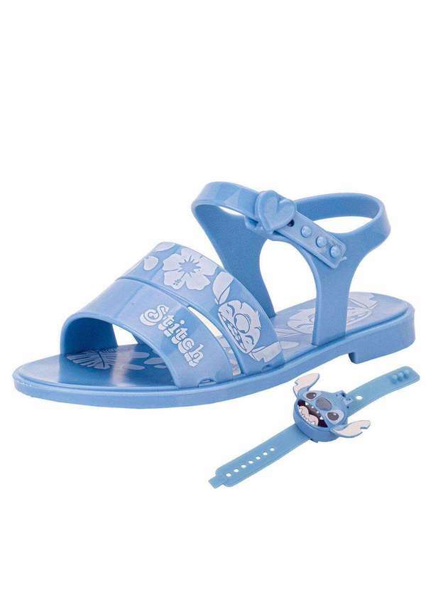 Vista 2 Kit Sandalia Infantil Disney e Relógio Stitch Time Grendene - Azul GRENDENE KIDS GRENDENE KIDS