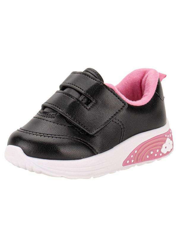 Vista 2 Tênis Infantil Baby Led Molekinha 2731205 - Preto/Rosa MOLEKINHA