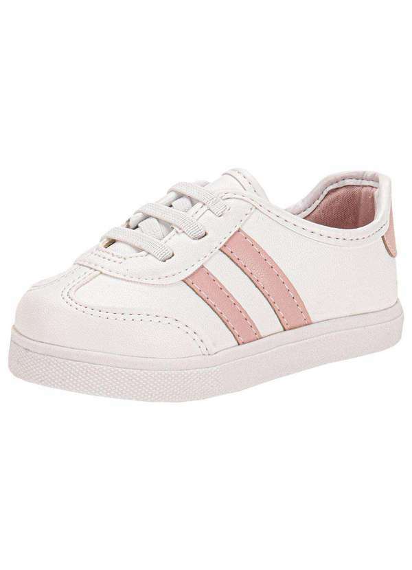 Vista 2 Tênis Infantil Baby Molekinha 2118585 - Branco/Rosa MOLEKINHA