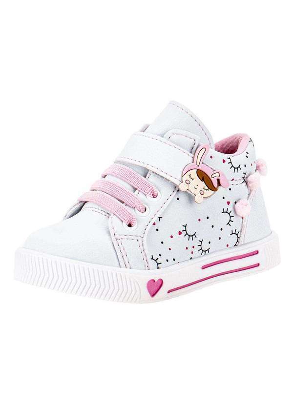 Vista 2 Tênis Infantil Cano Alto Linda Jú 60221 - Azul/Rosa Linda ju
