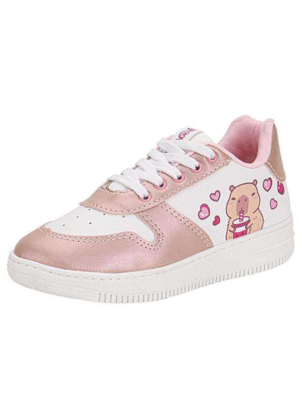 Vista 2 Tênis Infantil Capivara Minipé Mp2540s Branco/Rosa Minipé