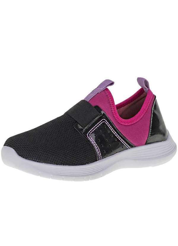 Vista 2 Tênis Infantil Feminino Ju Flores - 32025 - Preto/Rosa