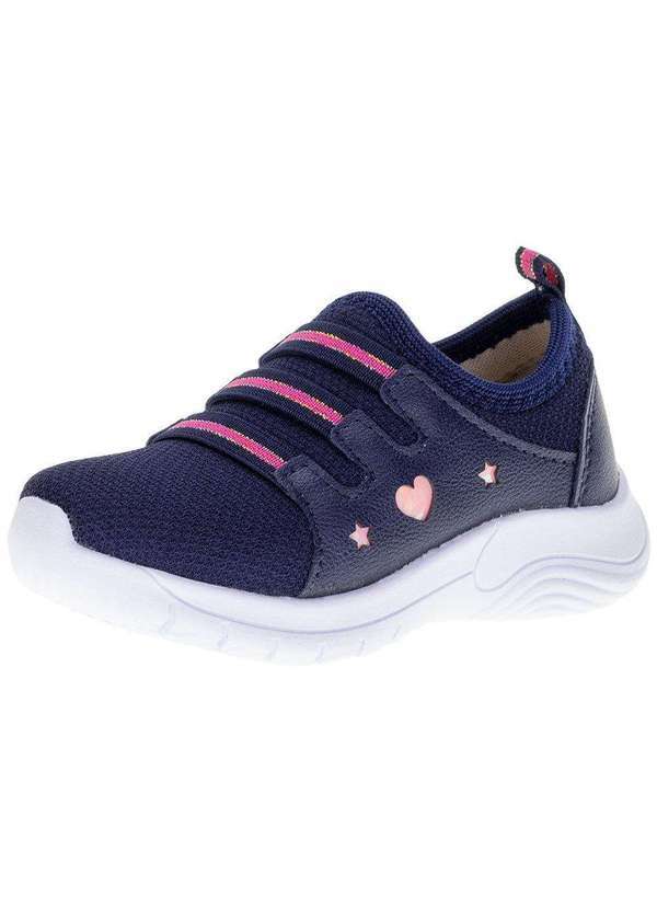 Vista 2 Tênis Infantil Feminino Slip On Lily Kids - 19022 - Azul/Rosa