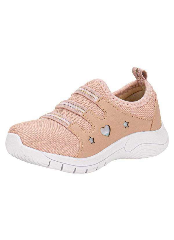 Vista 2 Tênis Infantil Feminino Slip On Lily Kids - 19022 - Rosa/Branco