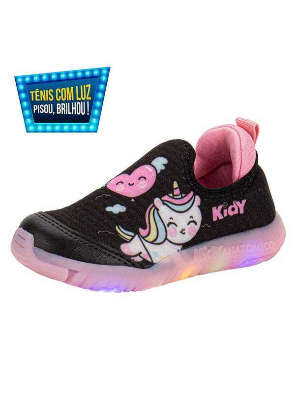 Vista 2 Tênis Infantil Flex Ligth Kidy 0201198 - Preto/Rosa Kidy