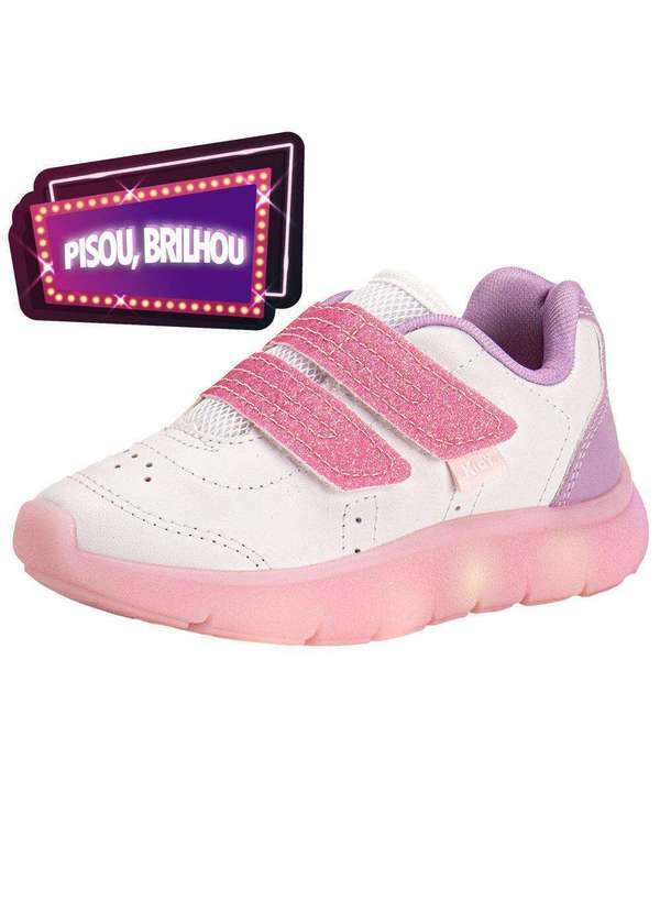 Vista 2 Tênis Infantil Led Flex Light Kidy 0201211 Branco/Rosa Kidy