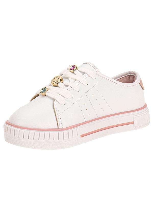 Vista 2 Tênis Infantil Molekinha 2565113 - Branco/Rosa MOLEKINHA