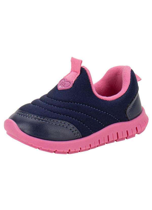 Vista 2 Tênis Infantil Slip On Baby Molekinha 2736100 - Azul/Rosa MOLEKINHA
