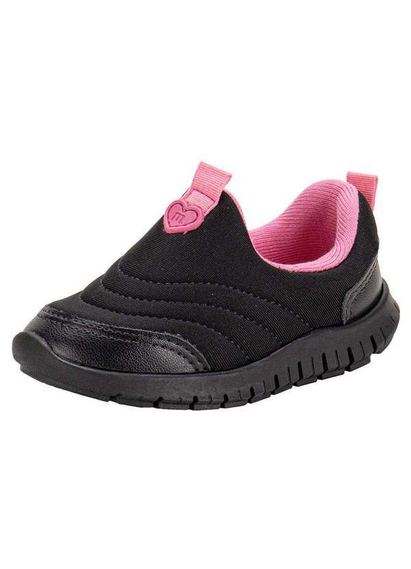 Vista 2 Tênis Infantil Slip On Baby Molekinha 2736100 - Preto/Rosa MOLEKINHA