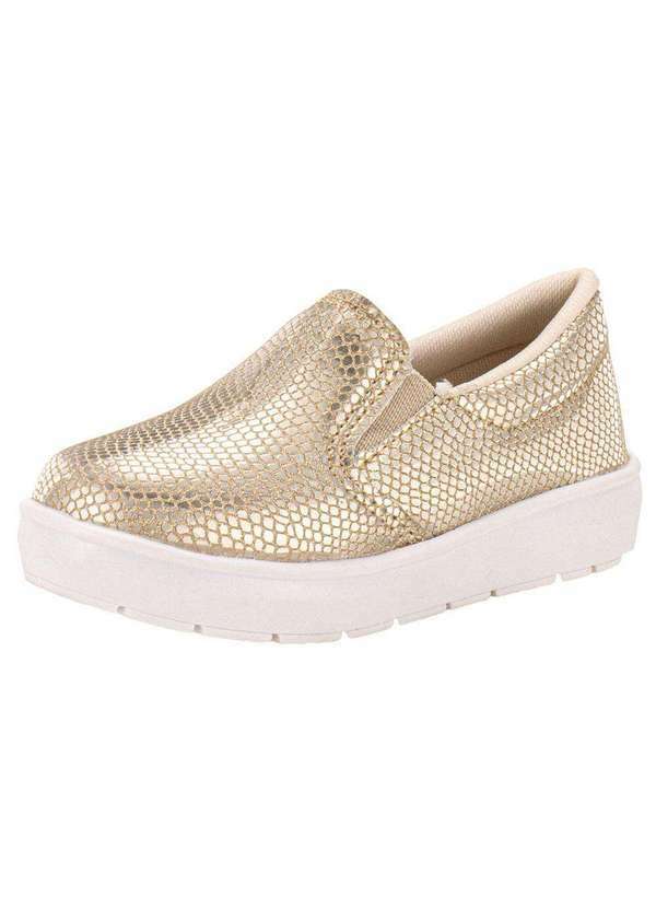 Vista 2 Tênis Infantil Slip On Bella Ninna 80042 - Ouro Bella Ninna