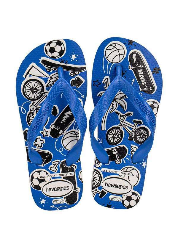 Vista 2 Chinelo Infantil Athletic Havaianas 4127273 Azul/Branco Havaianas Kids Havaianas Kids