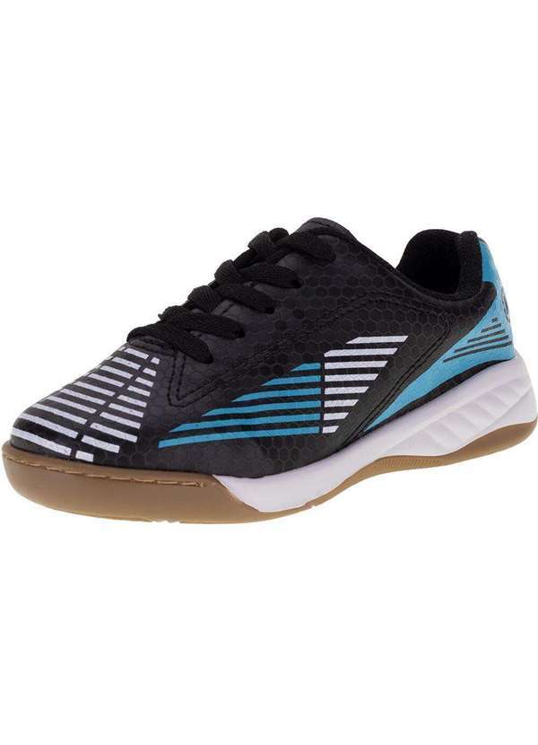 Vista 2 Chuteira Infantil Indoor Molekinho 2856103 - Preto/Azul MOLEKINHO