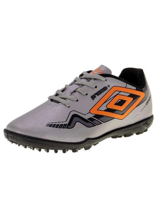 Vista 2 Chuteira Infantil Society Prisma Umbro - U07fb00146 - Cinza/Laranja