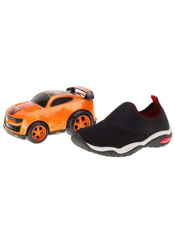 Vista 2 Kit Tênis Infantil Play Carrinho Kidy - 0070597 - Preto/Vermelho