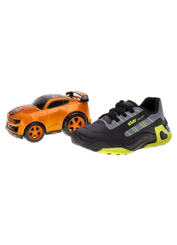 Vista 2 Kit Tênis Infantil Play e Carrinho Kidy 0070632 - Preto/Verde