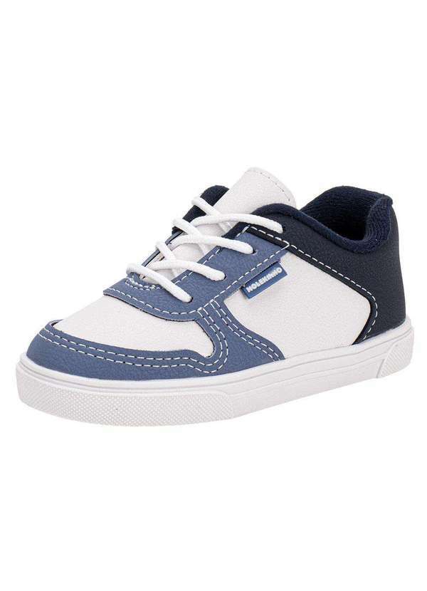 Vista 2 Tênis Infantil Baby Molekinho 2133176 - Branco/Azul MOLEKINHO