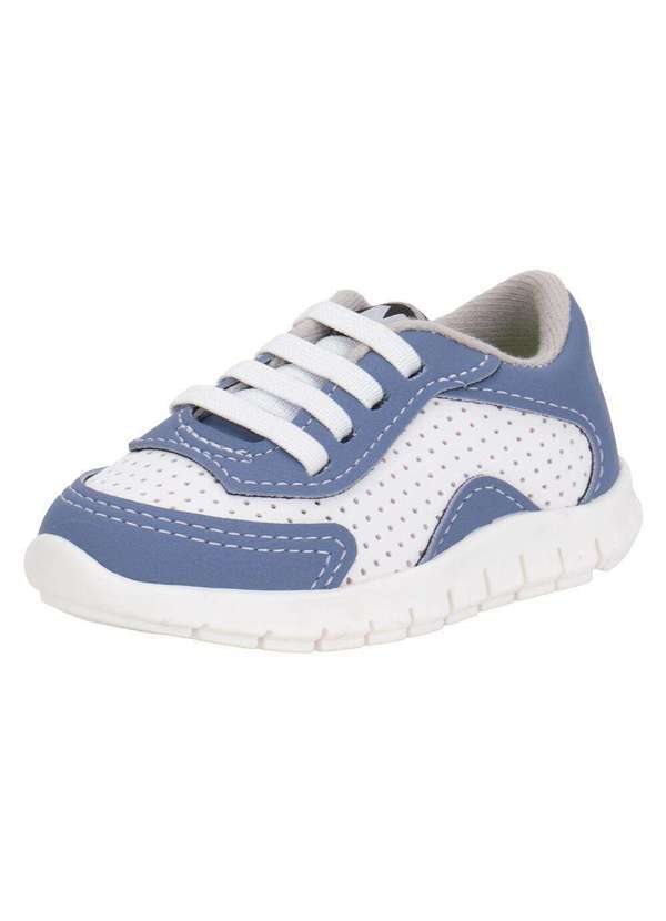 Vista 2 Tênis Infantil Baby Molekinho 2643102 - Branco/Azul MOLEKINHO