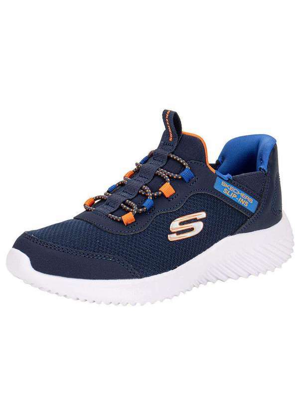 Vista 2 Tênis Infantil Bounder - Brisk-Burst Skechers 403822l - Azul/Laranja Skechers