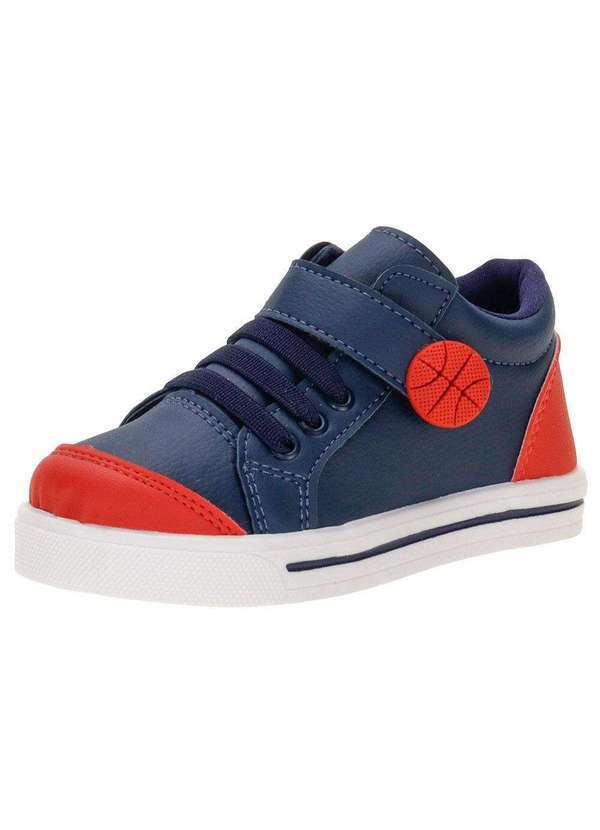 Vista 2 Tênis Infantil Cano Alto Lindo Jú 502477 - Azul/Vermelho Lindo jú