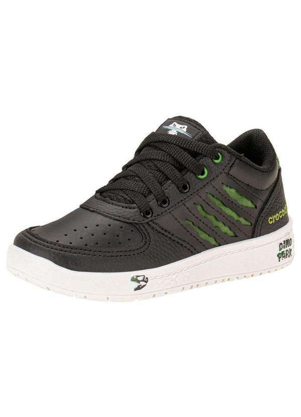 Vista 2 Tênis Infantil Crocodino Vissi Crt306 - Preto/Verde Vissi