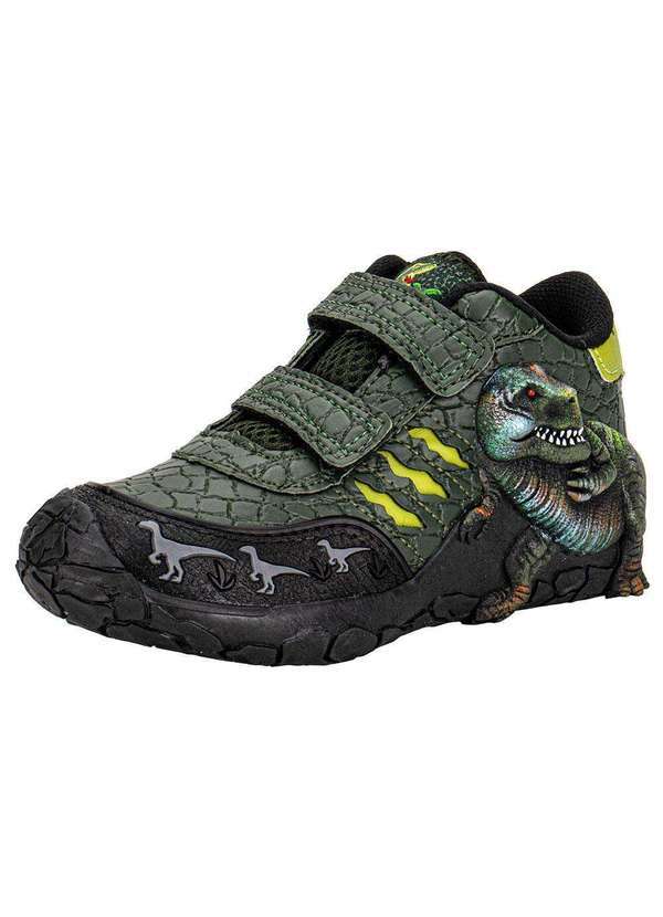 Vista 2 Tênis Infantil Dino Park Vissi Ds136 - Verde/Preto Vissi