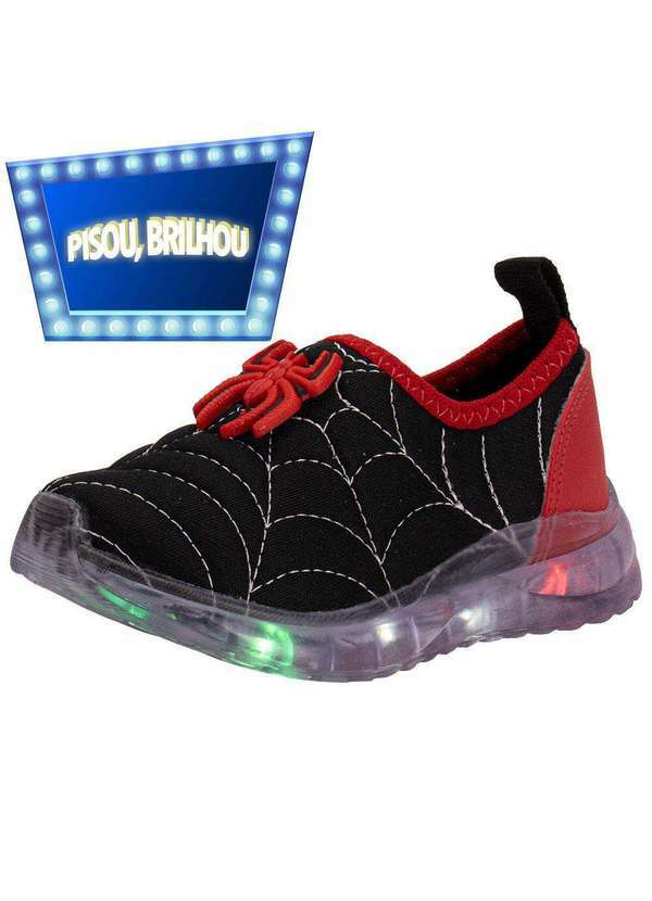 Vista 2 Tênis Infantil Led Fuffy 15722 Preto/Vermelho Fuffy