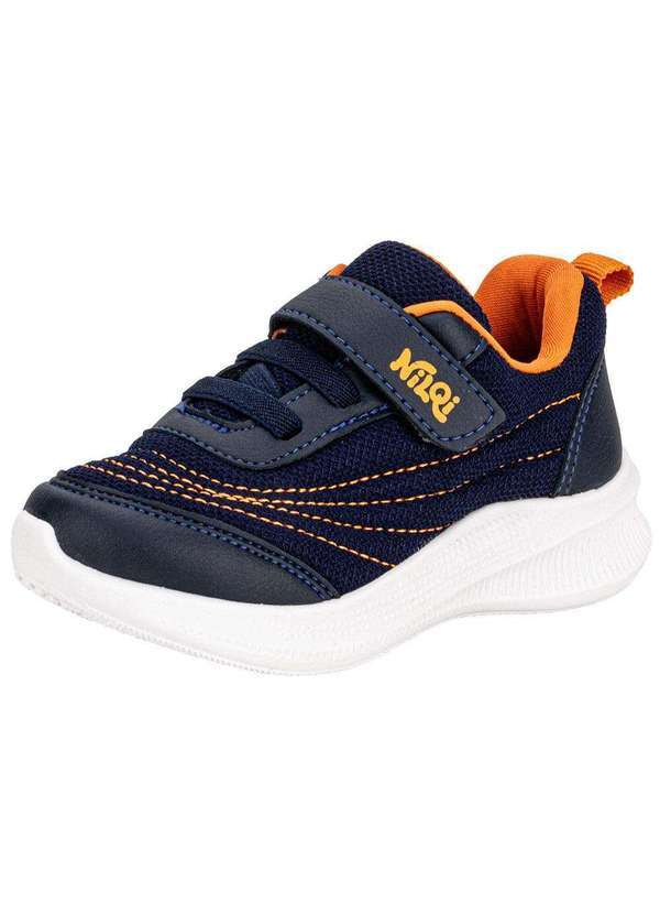 Vista 2 Tênis Infantil Nilqi 23301 Azul/Laranja Nilqi
