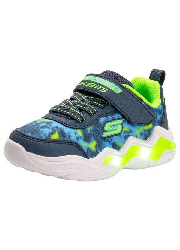 Vista 2 Tênis Infantil S Ligths Erupters Iv Rolden Skechers 400124 - Azul/Verde