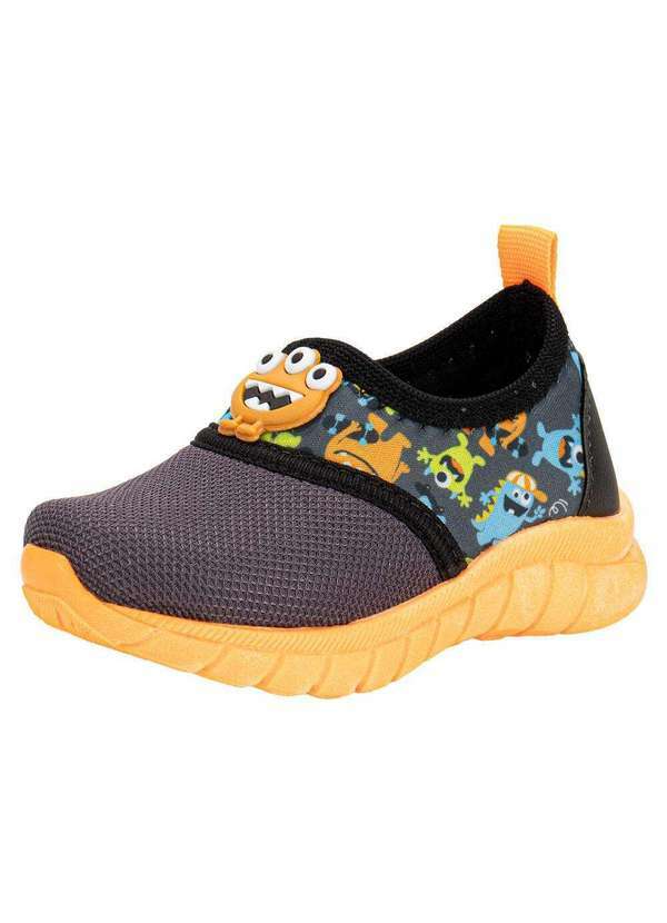 Vista 2 Tênis Infantil Slip On Kids Top 389 - Cinza/Laranja Kids top
