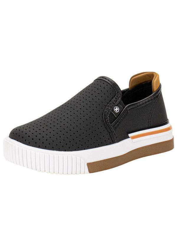 Vista 2 Tênis Infantil Slip On Molekinho 2615100 - Preto/Bege MOLEKINHO