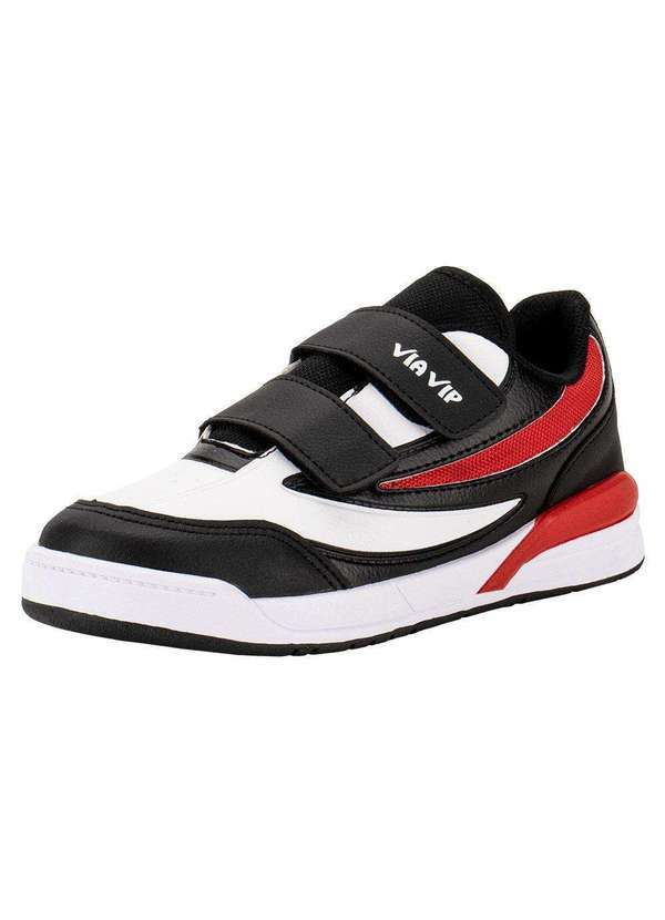 Vista 2 Tênis Infantil Via Vip Vv4018 - Preto/Vermelho Via Vip