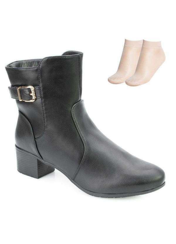 Bota Cano Baixo Flat Pink Moon e Meia Mc23-72075 Preto