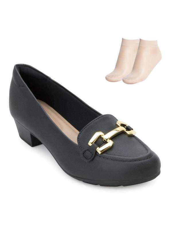 Sapato Modare e Meia Md25-70325 Preto/Dourado