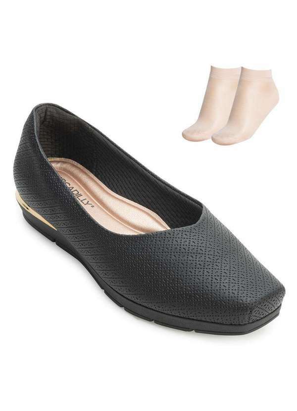 Sapato Piccadilly e Meia Pd24-14719 Preto/Dourado