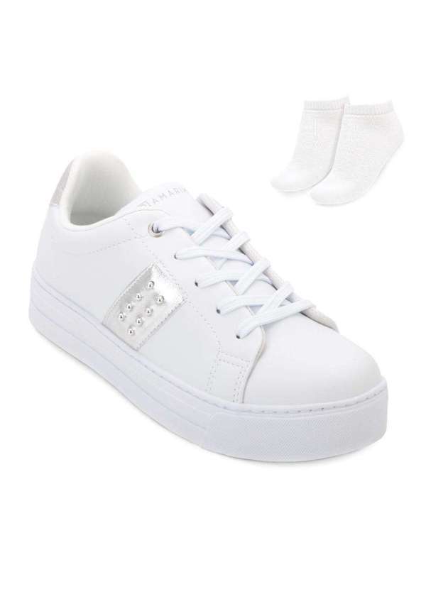 Tênis Casual Ramarim e Meia Rm25-25931 Branco/Prata