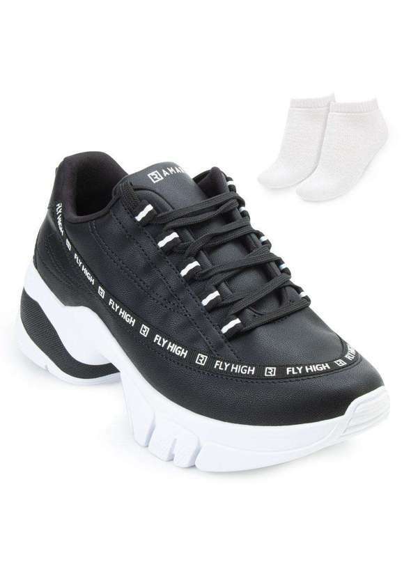 Tênis Chunky Sneakers Ramarim e Meia Rm23-22802 Preto/Branco