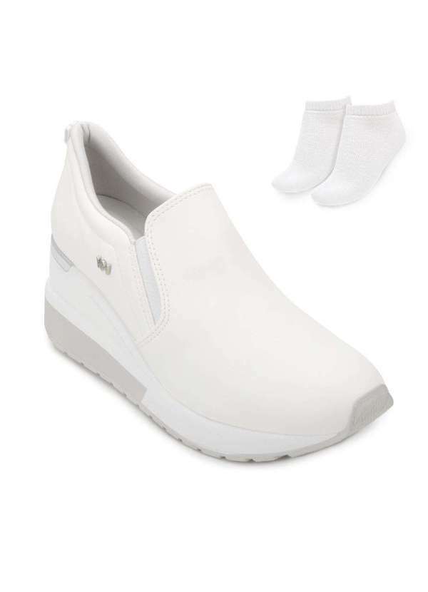 Tênis Slip On Via Marte e Meia Vm25-04600 Branco/Prata