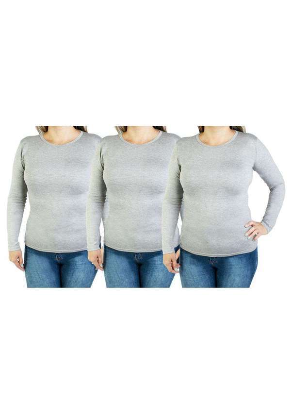 Blusa Manga Longa Ong Kit com 3 Peças Ml02 Cinza