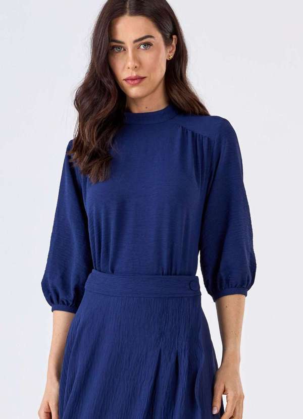Blusa Pks Manga 7/8 Azul