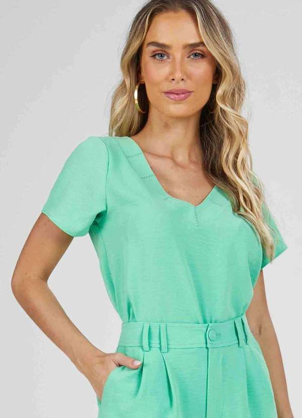 Blusa Pks T-Shirt Decote V Verde