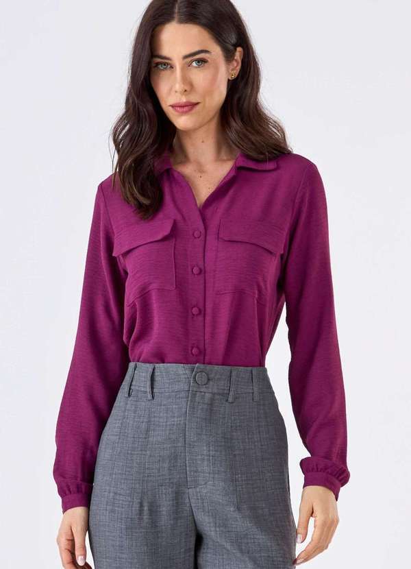 Camisa Manga Longa Magenta Rosa