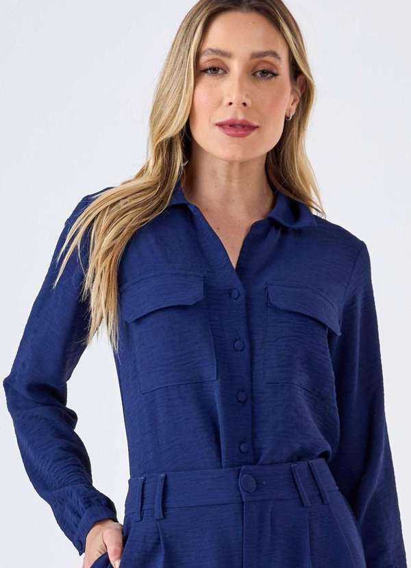 Camisa Pks Manga Longa Azul