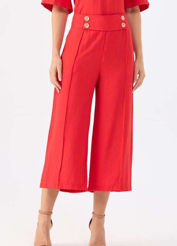 Calca Pks Pantacourt Viscose Vermelho
