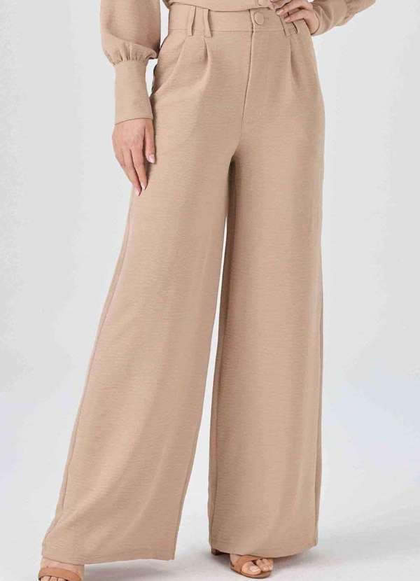 Calca Pks Wide Leg Bege Bege