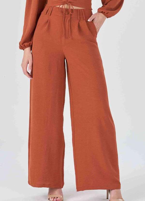Calca Pks Wide Leg Terracota Marrom