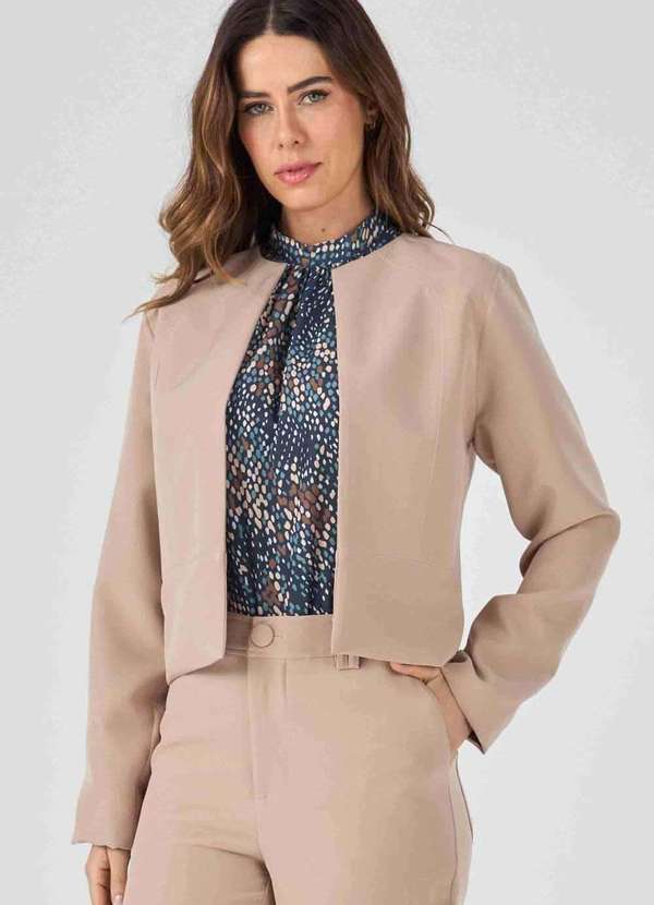 Blazer Curto Pks Alfaiataria Social Bege